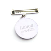 Aguja con Virgen del Pilar - medalla personalizable de plata 29mm